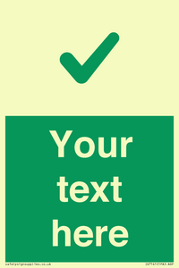 Custom green background, green tick sign